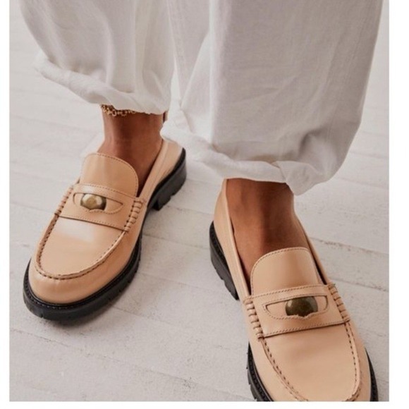 Free People Shoes - FREE PEOPLE Liv Camel Leather Penny Loafers 6 EUR‎ 36 Heritage Minimalist Preppy